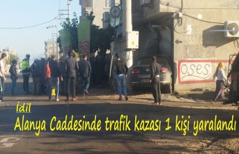 Alanya caddesinde Trafik kazası 1 kişi yaralandı