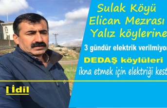 Bu DEDAŞ'tır yaparsa yapar Sulak, Yalız,Elican köylerine 3 gündür elektrik verilmiyor