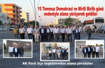 AK Parti ilçe teşkilatı alana yürüyerek geldi