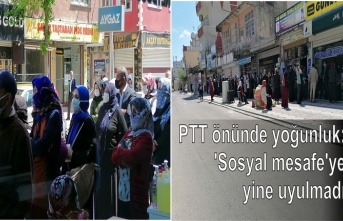 PTT önünde yoğunluk: 'Sosyal mesafe'ye yine uyulmadı