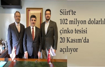 Siirt'te 102 milyon dolarlık çinko tesisi 20 Kasım'da açılıyor