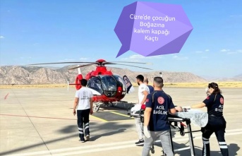 Boğazına kalem kapağı kaçan çocuk Ambulans helikopterle hastaneye kaldırıldı