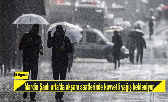 Mardin Şanlıurfa'da akşam saatlerinde kuvvetli yağış bekleniyor