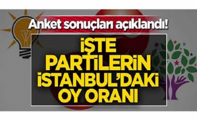 Partilerin İstanbuldaki oy oranları