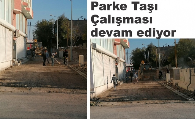 Parke taşı çalışması devam ediyor