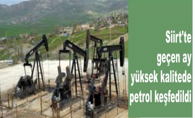 Siirt'te geçen ay yüksek kalitede bir petrol keşfedildi