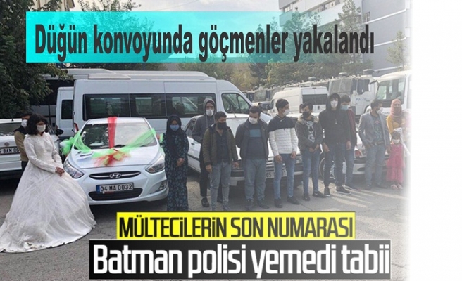 Düğün konvoyunda göçmenler yakalandı