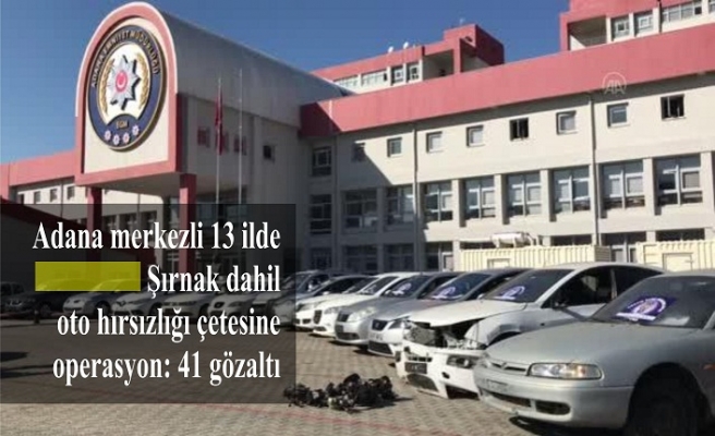 Adana merkezli 13 ilde Şırnak dahil oto hırsızlığı çetesine operasyon: 41 gözaltı
