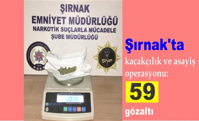 Şırnak'ta kaçakçılık ve asayiş operasyonu: 59 gözaltı
