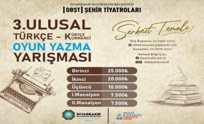 Diyarbakır Şehir Tiyatrosu Kürtçe- Türkçe oyun yazma yarışması düzenledi