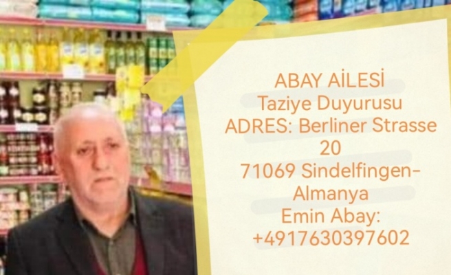 H. Tahir Abay'ın taziyesi kurulacaktır