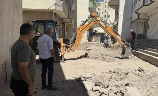 Parke taş çalışmaları başladı