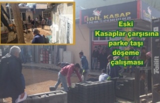 Eski Kasaplar çarşısına parke taşı döşeme...