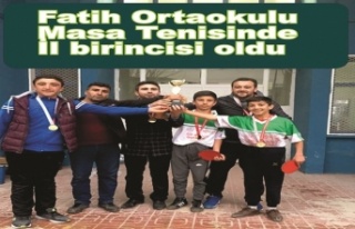 Masa Tenisinde Fatih Ortaokulu  il birincisi oldu