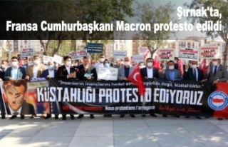 Şırnak'ta, Fransa Cumhurbaşkanı Macron protesto...