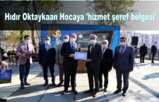 Hıdır Oktaykaan Hocaya 'hizmet şeref belgesi'