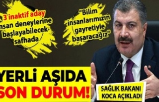 "3 inaktif aşı adayımız insan deneylerine...