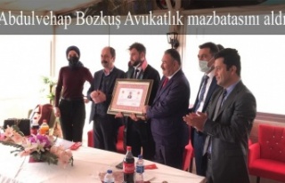 Abdulvehap Bozkuş Avukatlık mazbatasını aldı