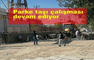 Parke taşı çalışması devam ediyor