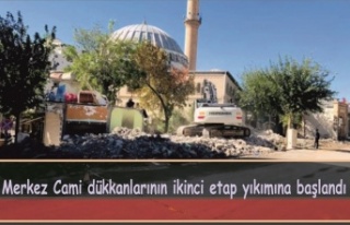 Merkez Cami dükkanların ikinci etap yıkımına...