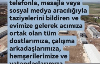 Kereçin Alisenin Taziye Teşekkür mesajı