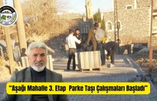 Belediye Aşağı Mahallede parke taşı çalışmasına...