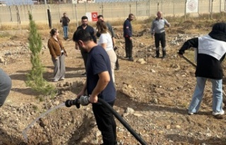 Havalimanında 500 fidan toprakla buluştu