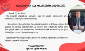 İlçe Milli Eğitim Müdürün’den LGS Mesajı
