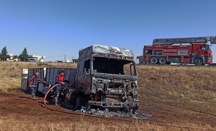 Seyir halinde olan TIR aracında yangın çıktı