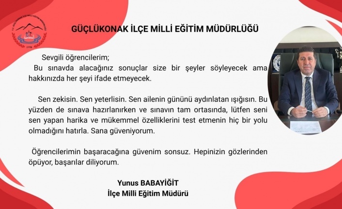 İlçe Milli Eğitim Müdürün’den LGS Mesajı